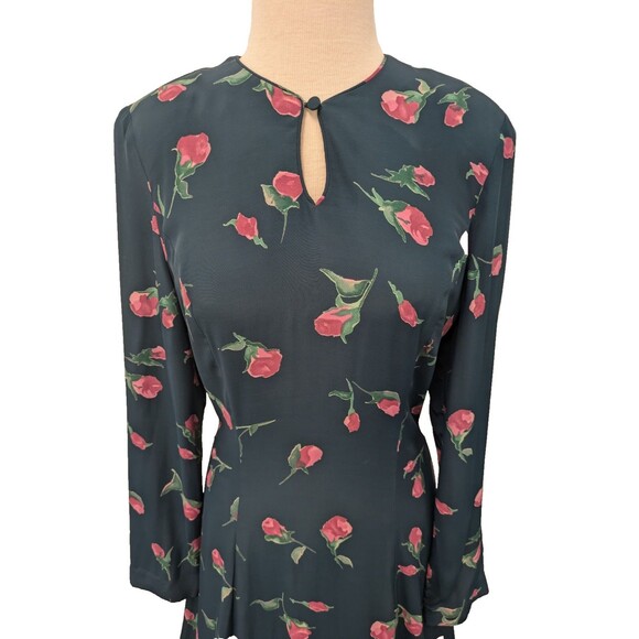 Vintage Coldwater Creek Blue Floral Rose Floor Length Dress sz 4 Bridesmaid Boho - Picture 3 of 16